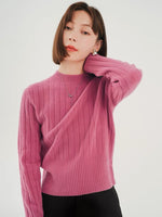 Load image into Gallery viewer, Wool Ribbed Knitted Sweater in Pink
