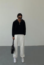Load image into Gallery viewer, Oversized Knitted Half Ring Zip Sweater in Black
