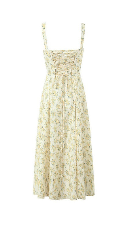 Ella Sweetheart Floral Dress in Yellow