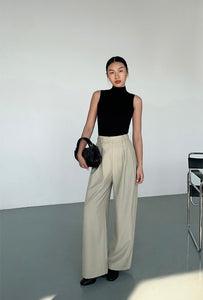 Classic Wide Leg Hook Trousers in Sage