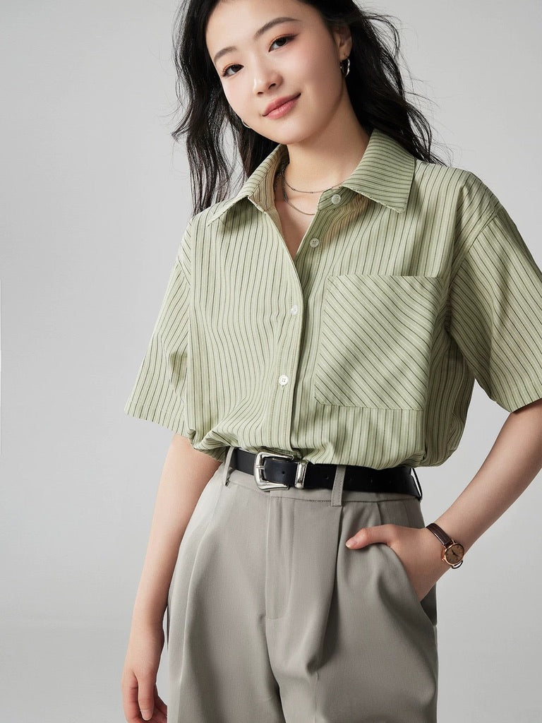 Short Sleeve Striped Shirt [2 Colours]