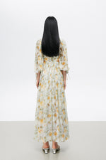 Load image into Gallery viewer, Floral Blouson Side Cutout Maxi Dress in Yellow
