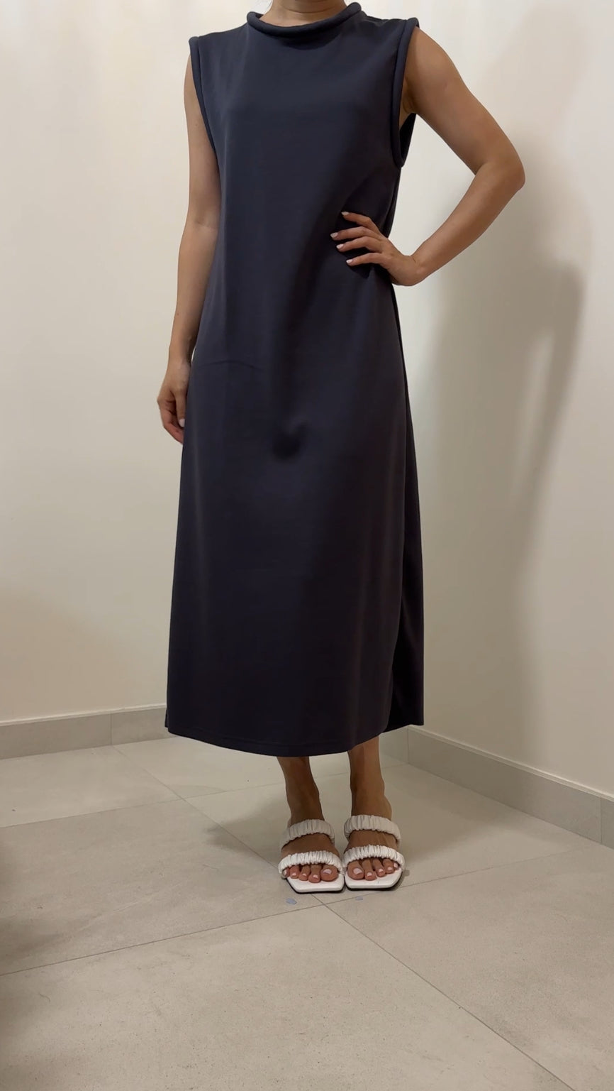 Korean Sleeveless Maxi Dress in Grey