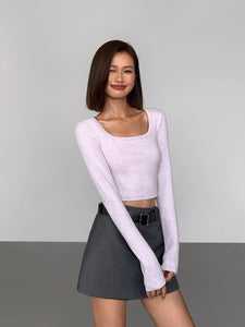 Stretch Cropped Long Sleeve Top [2 Colours]