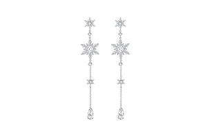 Asymmetric Diamante Snowflake Drop Earrings