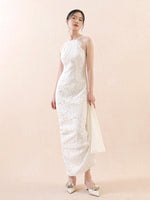 Load image into Gallery viewer, Drop Back Floral Lace Gown in White
