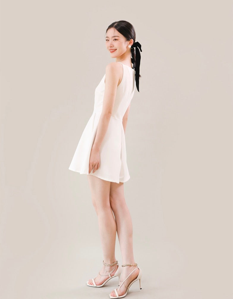 Cami Flare Pocket Mini Jumpsuit in White