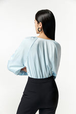 Load image into Gallery viewer, Cutout Long Sleeve Blouse in Blue
