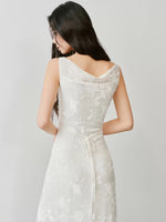 Load image into Gallery viewer, Embossed Floral Stretch Gown in White
