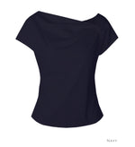 Load image into Gallery viewer, Korean Rotu Ruched Stretch Blouse [2 Colours]
