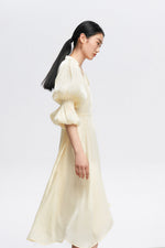 Load image into Gallery viewer, Lantern Sleeve Midi Dress in Cream
