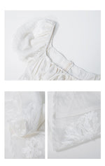 Load image into Gallery viewer, Embroidered Floral Blouson Dress in Off White
