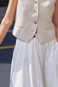 Textured Linen Vest in Cream