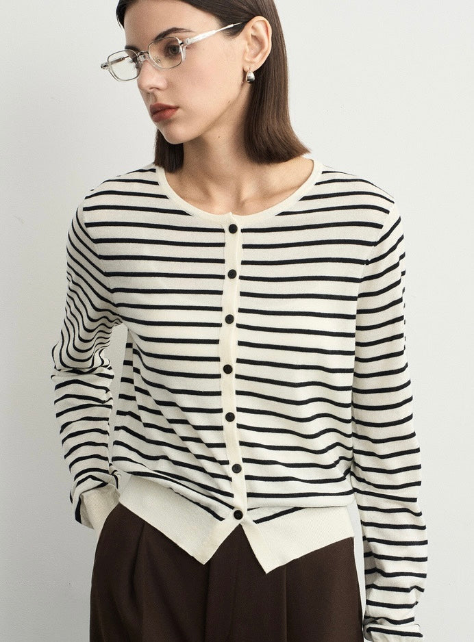 Light Knit Striped Cardigan [2 Colours]