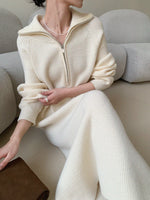 Load image into Gallery viewer, Half Zip Knitted Maxi Dress in Cream
