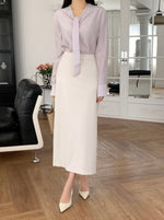 Load image into Gallery viewer, Korean Roi Tie Blouse [2 Colours]
