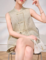 Load image into Gallery viewer, Tailored Pankou Top // Shorts in Khaki
