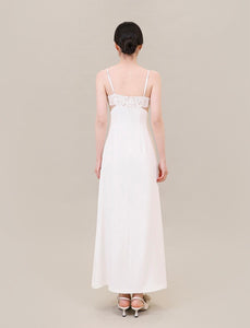 Lace Cutout Maxi Dress in White