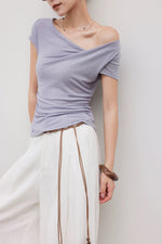 Load image into Gallery viewer, Tencel Blend Asymmetric Gathered Top [4 Colours]
