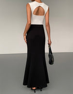 Load image into Gallery viewer, Bias Cut Knit Maxi Skirt in Black
