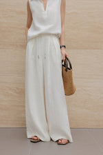 Load image into Gallery viewer, Sleeveless Collar Top // Wide Leg Trousers in White
