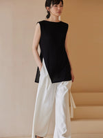 Load image into Gallery viewer, Sleeveless Side Slit Top in Black
