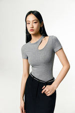 Load image into Gallery viewer, Stretch Cutout Tee in Grey

