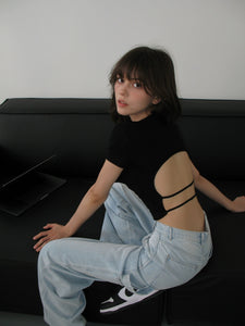 Cutout Back Double Buckle Tee [2 Colours]