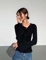 Load image into Gallery viewer, Fray Edge Trumpet Sleeve Cardigan Top [2 Colours]
