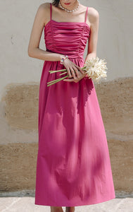 Rusching Cami Maxi Dress in Pink