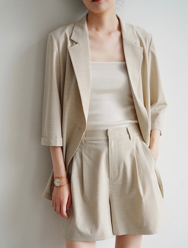 Tailored Long Shorts in Beige