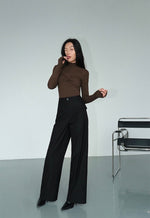 Load image into Gallery viewer, Wide Leg Slit Pocket Trousers in Black
