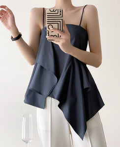 Side Drape Camisole Top in Grey