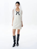 Load image into Gallery viewer, Bow Back Pocket Tailored Dress in White
