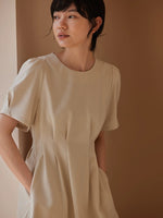 Load image into Gallery viewer, Pin Gathered Pocket Dress in Beige
