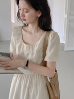 Load image into Gallery viewer, Tencel Short Sleeve Dress in Cream
