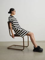 Load image into Gallery viewer, Striped Pankou Polo Dress in Black/White

