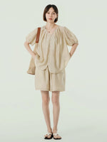Load image into Gallery viewer, Crepe Blouson Top + Shorts Set
