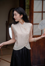 Load image into Gallery viewer, Tencel Blend Cheongsam Top in Cream
