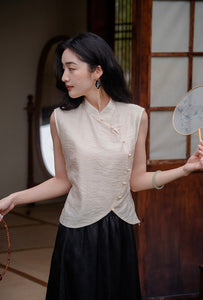 Tencel Blend Cheongsam Top in Cream