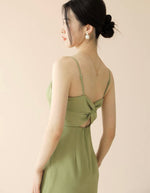 Load image into Gallery viewer, Twist Back Cami Shift Dress in Green

