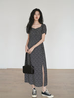 Load image into Gallery viewer, Floral Slit Maxi Dress in Black
