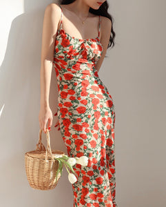 Scarlette Floral Drop Back Maxi Dress in Orange