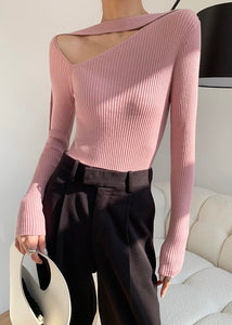 Asymmetric Cut Drape Top in Pink