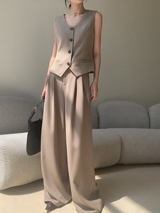 Contrast Button Tuxedo Vest in Mocha