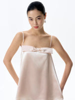 Load image into Gallery viewer, Satin Bow Cami Top// Maxi Skirt Set in Champagne
