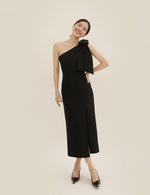 Load image into Gallery viewer, [Ready to Ship] Toga Bow Slit Midi Dress in Black
