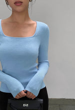 Load image into Gallery viewer, Light Knit Square Neck Top in Blue
