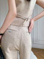 Load image into Gallery viewer, Linen Tuxedo Vest in Khaki
