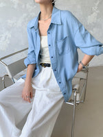 Load image into Gallery viewer, Chambray Shirt + Shorts Set
